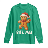 Funny Xmas Gingerbread Man Long Sleeve Shirt Cookie Bite Me - undefined