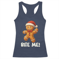 Funny Xmas Gingerbread Man Racerback Tank Top Cookie Bite Me - Wonder Print Shop