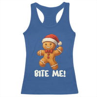 Funny Xmas Gingerbread Man Racerback Tank Top Cookie Bite Me - Wonder Print Shop