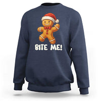 Funny Xmas Gingerbread Man Sweatshirt Cookie Bite Me - Wonder Print Shop