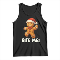 Funny Xmas Gingerbread Man Tank Top Cookie Bite Me - Wonder Print Shop