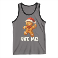 Funny Xmas Gingerbread Man Tank Top Cookie Bite Me - Wonder Print Shop