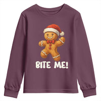 Funny Xmas Gingerbread Man Youth Sweatshirt Cookie Bite Me - Wonder Print Shop
