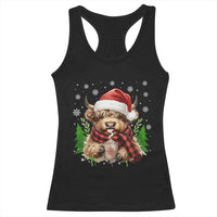 Christmas Cow Racerback Tank Top Funny Highland Cow Western Farmer Gift - Wonder Print Shop