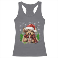 Christmas Cow Racerback Tank Top Funny Highland Cow Western Farmer Gift - Wonder Print Shop