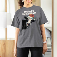 Christmas Cow T Shirt For Women Funny Moo Ry Christmas Farmer Gift - Wonder Print Shop