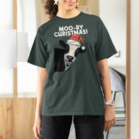 Christmas Cow T Shirt For Women Funny Moo Ry Christmas Farmer Gift - Wonder Print Shop