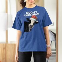 Christmas Cow T Shirt For Women Funny Moo Ry Christmas Farmer Gift - Wonder Print Shop