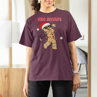 Oh Snap Gingerbreadman Golfer T Shirt For Women Funny Golf Christmas Golfing Pajamas - Wonder Print Shop