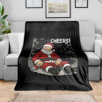Funny Christmas Santa Claus Drinking Beer Throw Blanket Wonderful Time - Wonder Print Shop