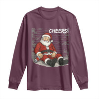 Funny Christmas Santa Claus Drinking Beer Long Sleeve Shirt Wonderful Time - Wonder Print Shop