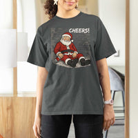Funny Christmas Santa Claus Drinking Beer T Shirt For Women Wonderful Time - Wonder Print Shop