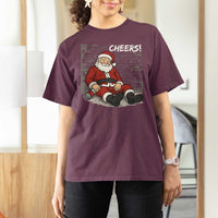 Funny Christmas Santa Claus Drinking Beer T Shirt For Women Wonderful Time - Wonder Print Shop