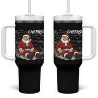 Funny Christmas Santa Claus Drinking Beer Tumbler With Handle Wonderful Time - Wonder Print Shop