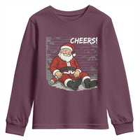 Funny Christmas Santa Claus Drinking Beer Youth Sweatshirt Wonderful Time - Wonder Print Shop