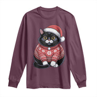 Christmas Black Cat Long Sleeve Shirt Catmas Gift For New Year - Wonder Print Shop