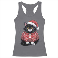 Christmas Black Cat Racerback Tank Top Catmas Gift For New Year - Wonder Print Shop