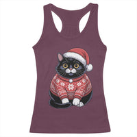 Christmas Black Cat Racerback Tank Top Catmas Gift For New Year - Wonder Print Shop