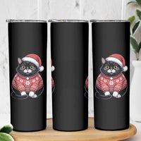 Christmas Black Cat Skinny Tumbler Catmas Gift For New Year - Wonder Print Shop
