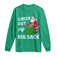 Retro Funny Santa Long Sleeve Shirt Christmas Joke Check Out My Big Sack - Wonder Print Shop
