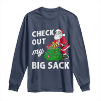 Retro Funny Santa Long Sleeve Shirt Christmas Joke Check Out My Big Sack - Wonder Print Shop