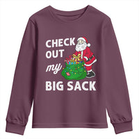 Retro Funny Santa Youth Sweatshirt Christmas Joke Check Out My Big Sack - Wonder Print Shop