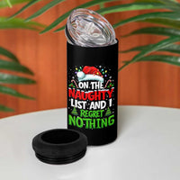Funny Christmas 4 in 1 Can Cooler Tumbler On The Naughty List I Regret Nothing - Wonder Print Shop