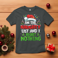 Funny Christmas T Shirt On The Naughty List I Regret Nothing - Wonder Print Shop