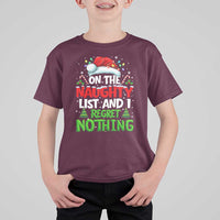 Funny Christmas T Shirt For Kid On The Naughty List I Regret Nothing - Wonder Print Shop