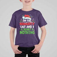 Funny Christmas T Shirt For Kid On The Naughty List I Regret Nothing - Wonder Print Shop