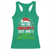 Funny Christmas Racerback Tank Top On The Naughty List I Regret Nothing - Wonder Print Shop