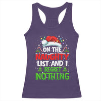 Funny Christmas Racerback Tank Top On The Naughty List I Regret Nothing - Wonder Print Shop