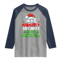 Funny Christmas Raglan Shirt On The Naughty List I Regret Nothing - Wonder Print Shop
