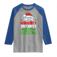 Funny Christmas Raglan Shirt On The Naughty List I Regret Nothing - Wonder Print Shop