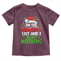 Funny Christmas Toddler T Shirt On The Naughty List I Regret Nothing - Wonder Print Shop