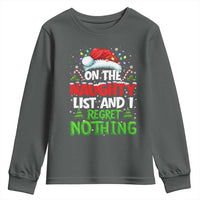 Funny Christmas Youth Sweatshirt On The Naughty List I Regret Nothing - Wonder Print Shop