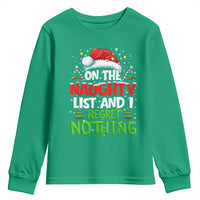 Funny Christmas Youth Sweatshirt On The Naughty List I Regret Nothing - Wonder Print Shop