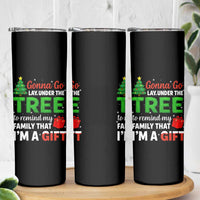 Funny Christmas Skinny Tumbler Lay Under The Tree Xmas Family Pajama Gift - Wonder Print Shop
