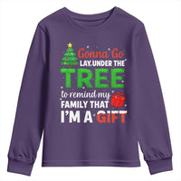 Funny Christmas Youth Sweatshirt Lay Under The Tree Xmas Family Pajama Gift - Wonder Print Shop