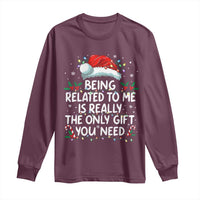 Being Related To Me Funny Christmas Long Sleeve Shirt Family Xmas Pajamas - Wonder Print Shop