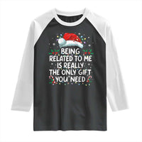 Being Related To Me Funny Christmas Raglan Shirt Family Xmas Pajamas - Wonder Print Shop