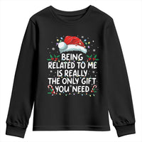 Being Related To Me Funny Christmas Youth Sweatshirt Family Xmas Pajamas - Wonder Print Shop