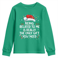 Being Related To Me Funny Christmas Youth Sweatshirt Family Xmas Pajamas - Wonder Print Shop