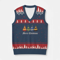 Xmas Tree V-Neck Knit Sweater Vest Retro Wizard Trees Magical Cute Family Pajama - Wonder Print Shop
