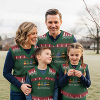 Xmas Tree V-Neck Knit Sweater Vest Retro Wizard Trees Magical Cute Family Pajama - Wonder Print Shop