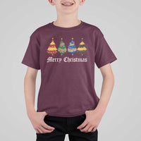 Christmas Tree T Shirt For Kid Retro Wizard Trees Magical Cute Family Pajama - Wonder Print Shop
