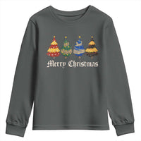 Christmas Tree Youth Sweatshirt Retro Wizard Trees Magical Cute Family Pajama - Wonder Print Shop