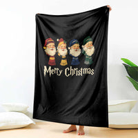Merry Christmas Santa Throw Blanket Vintage Wizard Holiday Season Cute Family Pajama - Wonder Print Shop