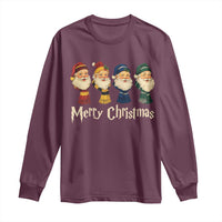Merry Christmas Santa Long Sleeve Shirt Vintage Wizard Holiday Season Cute Family Pajama - Wonder Print Shop