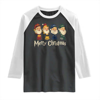 Merry Christmas Santa Raglan Shirt Vintage Wizard Holiday Season Cute Family Pajama - Wonder Print Shop